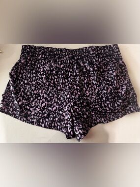 Black Floral Dot  Lounge Shorts with Pink Accent